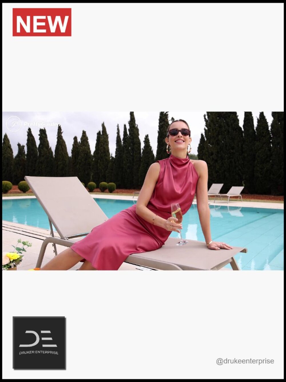Elegant Sleeveless Mock Neck Maxi Dress with Satin Finish - Picture 7 of 7